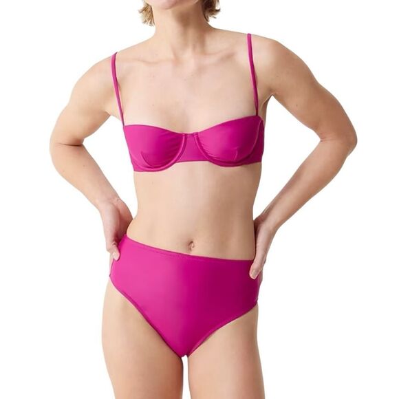 J Crew Radiant Fuchsia Hallie High Rise Bikini Bottom Sz XS NWT - Picture 12 of 13